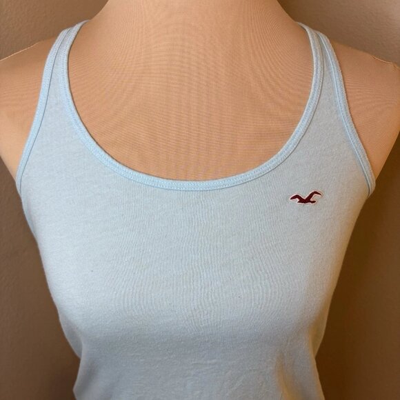 Y2K Hollister Women's Light Blue Racer Back Knot Tank Top Size Small #240 - Picture 2 of 7